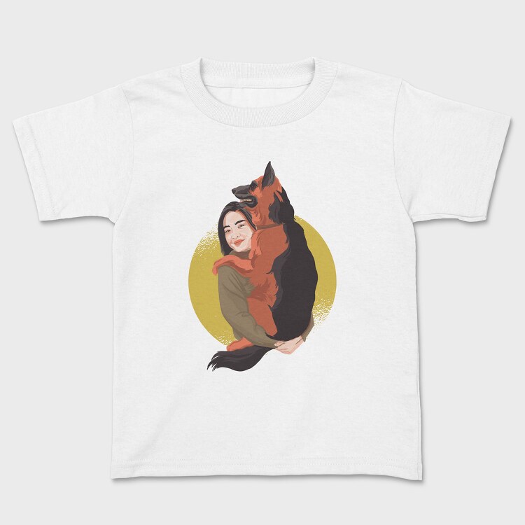 Woman With Dog, Kids' T-Shirt