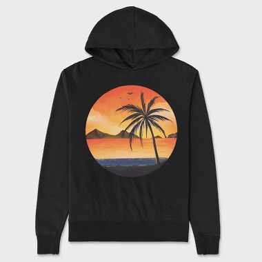 Unisex Men's Hoodie, Beach Sunset Palm