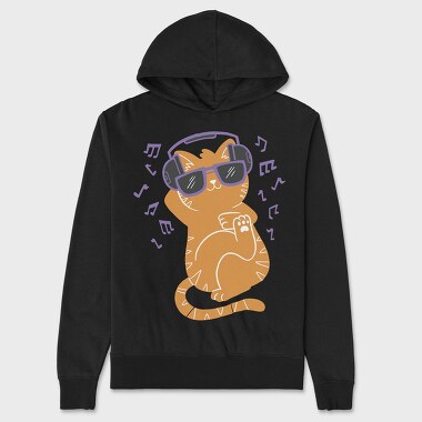 Cat With Sunglasses and Headphones, Unisex Men's Hoodie